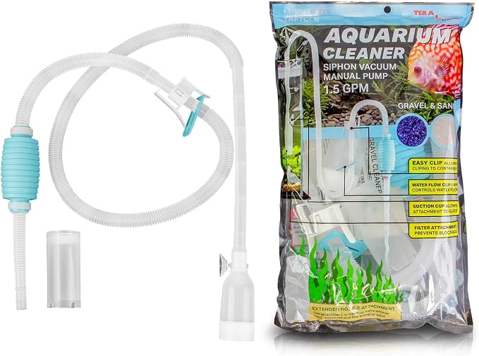 TERA PUMP 2 Pack Fish Tank Gravel Cleaner Siphon for 10-20 Gallon | Manual Water Pump, BPA-Free, Water Change Siphon Hose