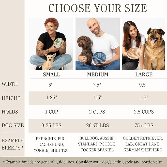 Should We Go? Slow Feeder for Dogs & Puppies, The Slowdown Bowl Silicone Slow Eating, Modern Lick Mat Design, Reduces Gulping, Fits 2 Cups, 7.5” Across x 1.5” Tall, Mealtime Challenge, Medium-Honey