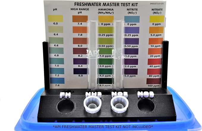 Aquameta Aquarium Test Tube Holder with Rack - for API Freshwater Master Test Kit - 4 Slots Test Tube Rack – Black