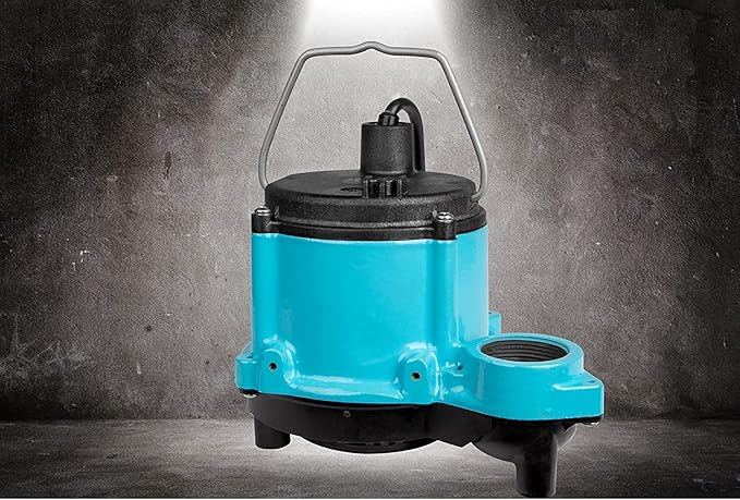 Little Giant 6-CIM-R 115-Volt, 1/3 HP, 2750 GPH Manual (No Switch) Submersible Sump Pump for Sump Systems and General Dewatering, 10-Ft. Cord, Blue, 506271