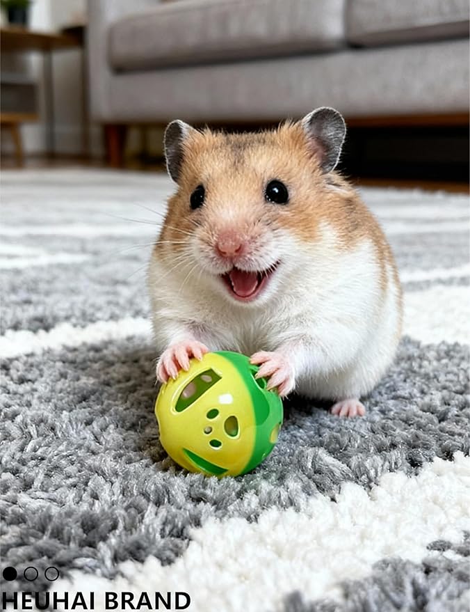 10-Pack Hamster Toys with Bell, Colorful Balls for Pet Hamsters, Scurry Back and Forth (1.5'' - 2.2'')
