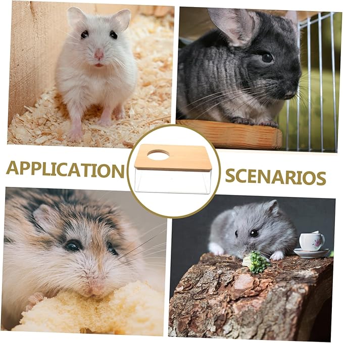 GANAZONO Large Hamster Sand Bath Reusable Chinchilla Dusting House for Hamster Gerbil Mouse Rat Chinchilla Portable Pet Bathing Box