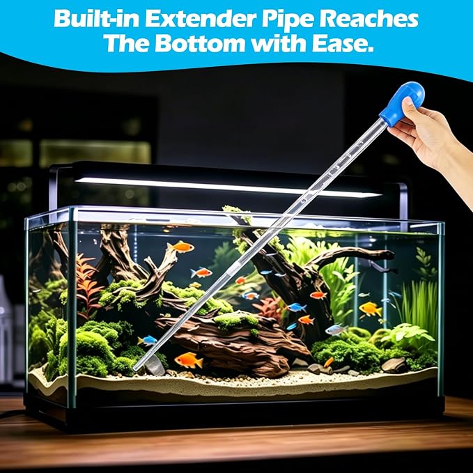 27.7in Extra Large Turkey Baster Long Pipette for Aquarium, Blue | 50ml Plastic Turkey Baster for Aquarium Vacuum, Siphon for Fish Tank Water Changer, Easy to Clean, Versatile
