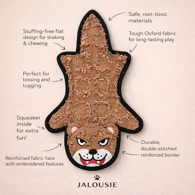 Jalousie 5 Pack Ultra Tough No Stuffing Squeaky Dog Toys for Large Dogs No Mess Interactive Durable Plush Chew Toy Indestructible Dog 6 Layers (5 Pack Ultra Tough Canvas Oxford, Large to XLarge)