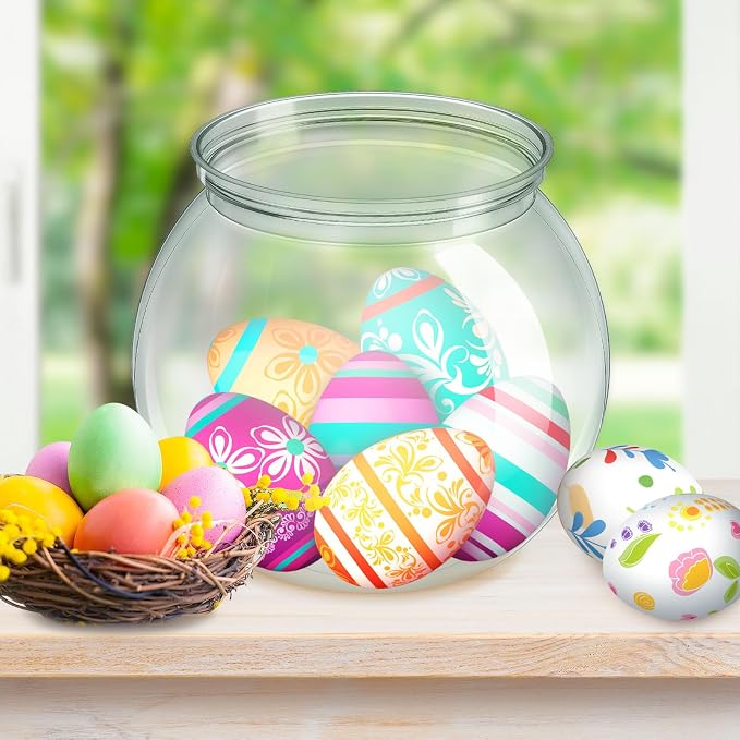 Eccliy 24 Pcs Clear Fish Bowls with Straws Ball Shape Plastic Bowl for Drinks Summer Drink Cups Unbreakable Goldfish Bowl for Christmas Candy Table Centerpieces Party Favors (44 oz)