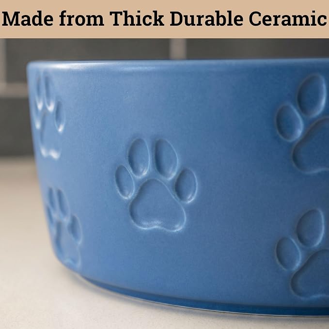 Ceramic Dog Bowl Set of 2 with Anti-Skid Base - 5.5" Wide x 2" Tall Ceramic Dog Bowls for Small Dogs - 2 Cup Capacity Food and Water Bowls for Dogs - Rubber Bottom Pet Bowl Set of 2 for Small Pets
