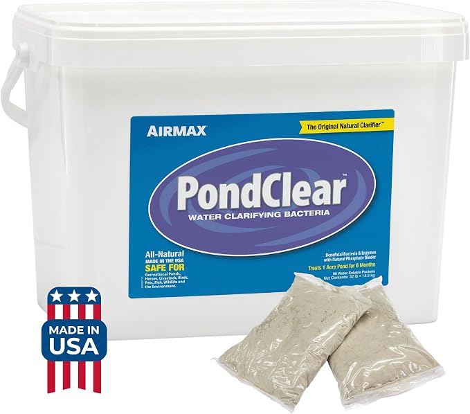 Airmax PondClear Packets Beneficial Bacteria Pond Clarifier, 96 Count | Enzyme Clarifier with EcoBoost PRx to help clear and clean pond and lake water while remaining safe for fish