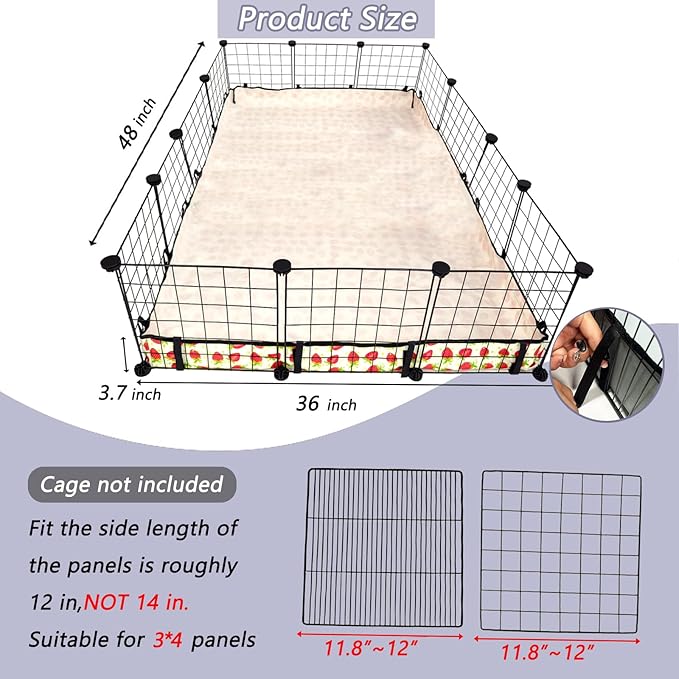 Guinea Pig Cage Liner，Washable Waterproof Oxford Cloth Cage Liners for Small Animals,Hamster Chinchilla Hedgehog Rabbit and Other Small Animals Not Include Cage(36x48 inches)