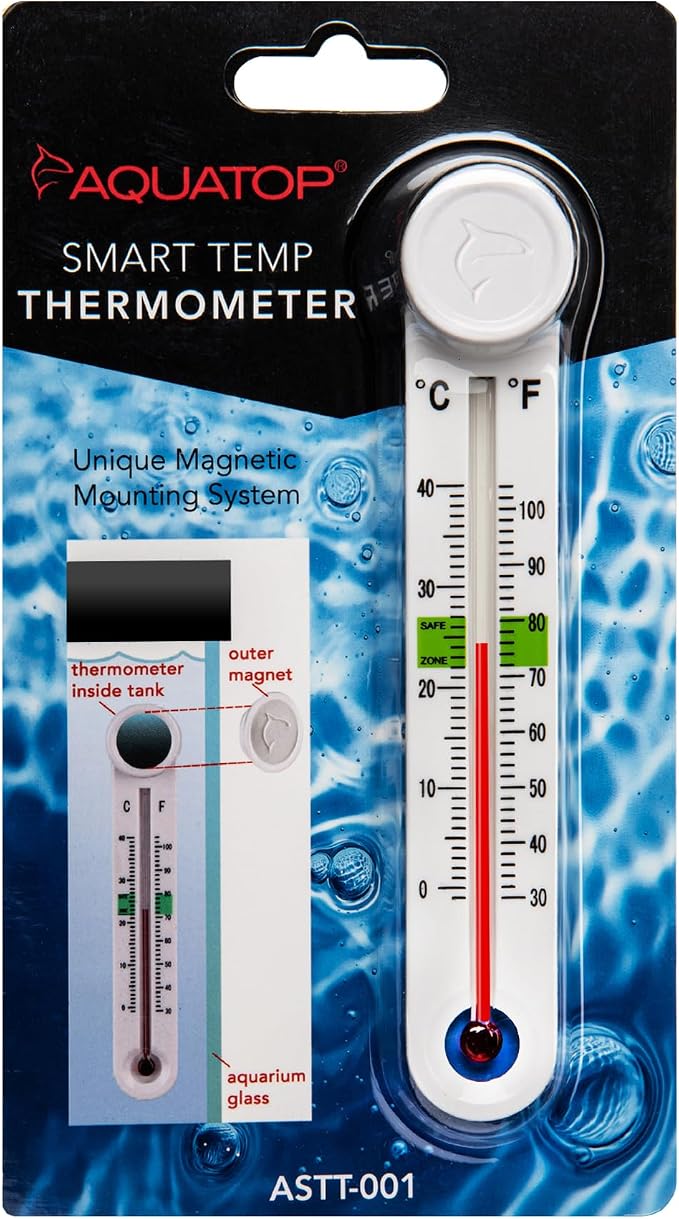 Aquatop Smart-Temp Aquarium Thermometer with Magnet Mount - Easy-to-Read Thermostat for Freshwater and Saltwater Tanks and Water Habitats, ASTT-001