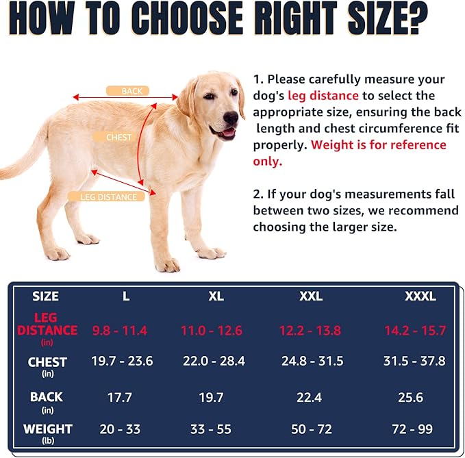 Nasjac Dog Lift Harness Carrier Backpack - Full Body Sling with Adjustable Straps & Handle, Breathable Support Emergency Rescue Kit for Elderly Injured Arthritic Disabled Medium Large Dogs, 2XL