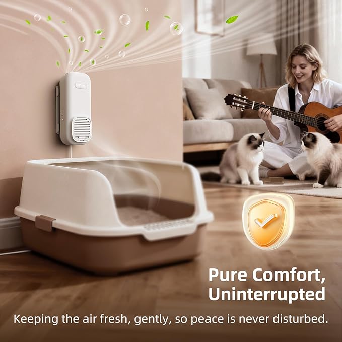 uahpet Cat Litter Deodorizer, No Ozone Air Purifier Plug in, Nano-Tech Cat Odor Eliminator for Litter Box, Filterless Odor Remover with 5ft Cord, Safe & Quiet Air Freshener for Pet Homes (2 Pack)