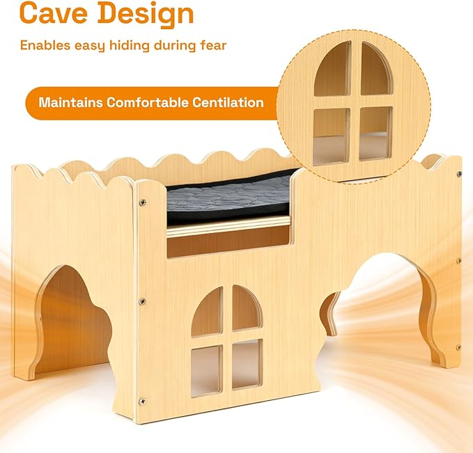 Guinea Pig Hideout Cave House - Natural Rock-Style Small Animal Hideaway for Guinea Pigs & Rabbits, Extra Large Indoor Habitat with Waterproof Liner Included, Chew Proof（Classic Style）