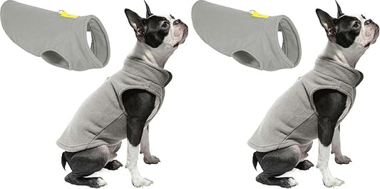 Gooby Fleece Vest Dog Sweater - Gray-Yellow, X-Large - Warm Pullover Fleece Dog Jacket with O-Ring Leash - Winter Small Dog Sweater Coat - Cold Weather Dog Clothes for Small Dogs Boy or Girl