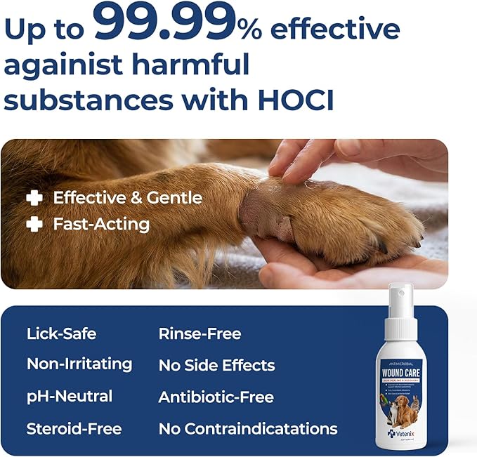 Dog Wound Care Spray | Healing Aid and Skin Repair, Clean Wounds, Relieve Dog Skin Allergies, Safe for All Animals. 3.38 Ounces
