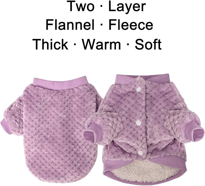 POMIU Dog Sweater, Dog Sweaters for Small Medium Dogs or Cat, Warm Soft Flannel Pet Clothes for Dogs Girl or Boy, Dog Shirt Coat Jacket (Coat Pink+Purple, Medium)
