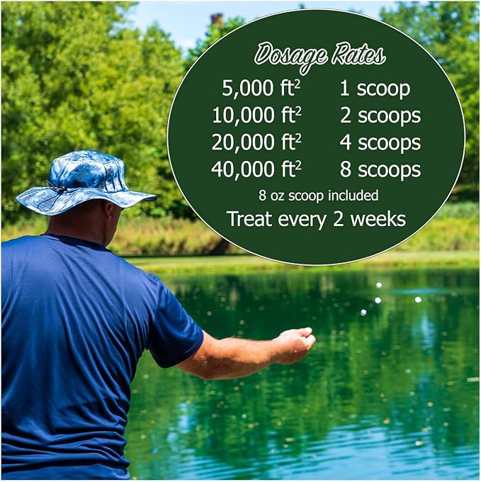 Muck Remover Pellets 5 lb (10 Scoops) | Pond Tablets Treat 1.25 Acres | Lake Muck Remover, Pond Sludge Reducer | Farm Pond Treatment