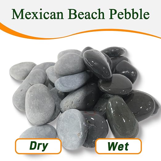 Quibbay 45 LB Mexican Beach Pebbles, 2-3 Inch Natural River Rocks, Premium Pebbles for Garden and Landscape Design, Decorative Stones for Fish Tank Flower Pots Water Fountains Pathways Backyard, Grey