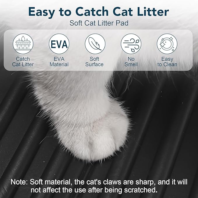 UPSKY Cat Litter Mat, Large Kitty Litter Trapping Mat Soft on Kitty Paws, Litter Box Mat Keep Floor Clean, 31" x 24" Waterproof and Washable Trapping Mats Catcher Pad for Scatter Control