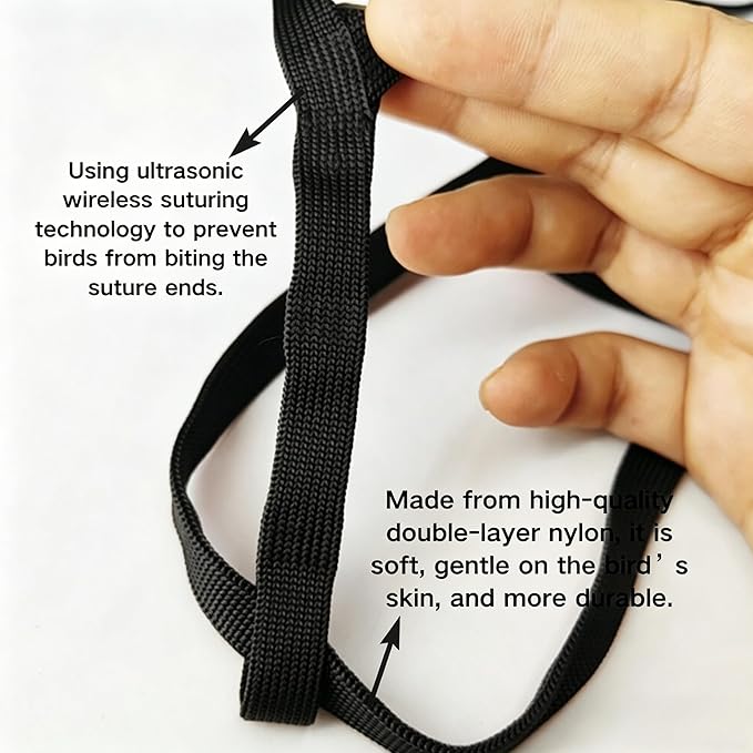 Adjustable Bird Harness and Leash for Parrots Outdoor Flight Training Anti-Bite Light Weight Easy-to-Wear Bird Vest with 59 Inch Elastic Leash for Quaker Conure African Grey Macaw Cockatoo (M)