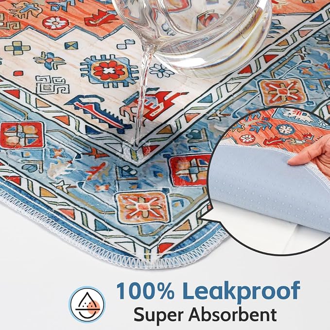 Washable Pee Pads for Dogs, 2 Pack Reusable Puppy Training Pads 48"x48" Super Absorbent Waterproof Dog Training Pads, Non-Slip Potty Pads, Whelping Pads Litter Mat Orange/Mix