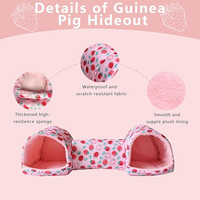 Guinea Pig Hideout Tunnel，Hamster Bed Small Animal Hideaway Tube House for Rat Mice Parrot Chinchilla Hedgehog Flying Squirrel Resting Sleeping Playing Washable Warm Bed Plush Nest Habitats