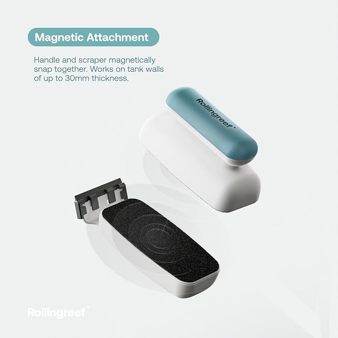 Aquarium Glass Cleaner, Algae Scraper for Aquarium, Fish Tank Magnetic Glass Cleaner, Magnetic Fish Tank Cleaner, Aquarium Glass Cleaner with Two Detachable Scrapers (L)