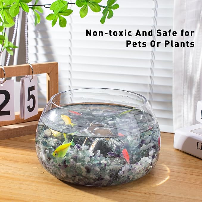 3 Lb Fluorite Crystal Chips Aquarium Fish Tank Gravel, Tumbled Crushed Stone Crystal Chips Bulk Irregular Shaped Decorative Vase Fillers Aquarium Gravel Rocks