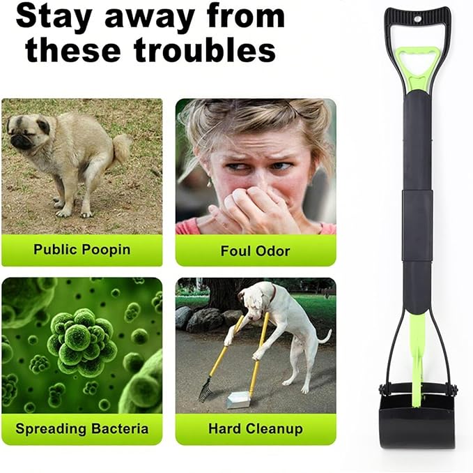 32‘’ Pooper Scooper, Foldable Pooper Scooper for Large Medium Dogs, Poop Pick Up Tool for Yard, Lawns, Grass(Green)