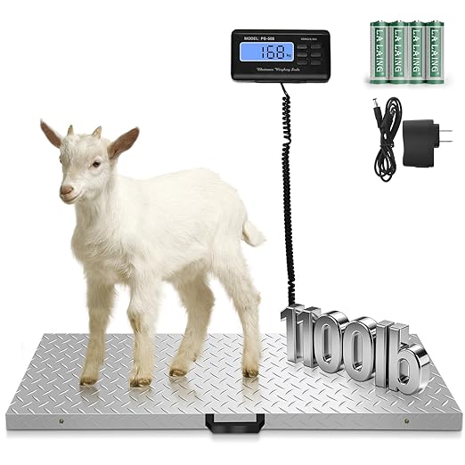 Large Dog Scales for Large Breed, 1100lb x 0.2lb Pet Scale for Large Dog, Livestock Scale, Animal Scale, Stainless Steel Platform, Large Scale for Dogs Sheep Goat Pig Shipping Scale