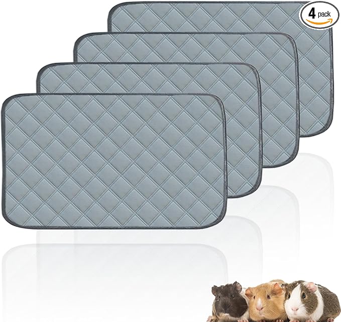 4 Pack Guinea Pig Cage Liners for C&C 2x1 Habitat Washable Guinea Pig Bedding Super Absorbent | Waterproof | Non Slip| Reusable Guinea Pig Pee Pads for Small Animals Cages-28 x 14 Inch