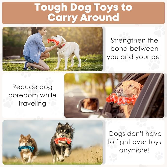 WOWBALA Dog Chew Toys for Aggressive Chewers - 2 Pack Tough Teeth Cleaning Chew Toys to Keep Them Busy for Medium & Large Dogs