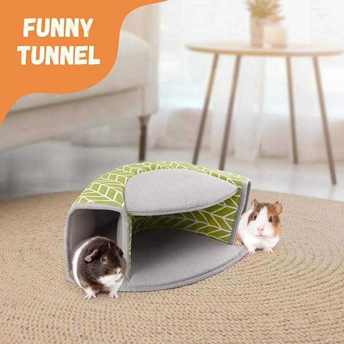 Guinea Pig Hideout, Interactive Guinea Pig Tunnel Bed, Washable Small Animal Tubes Toys Cage Accessories for Ferret Bunny Chinchilla