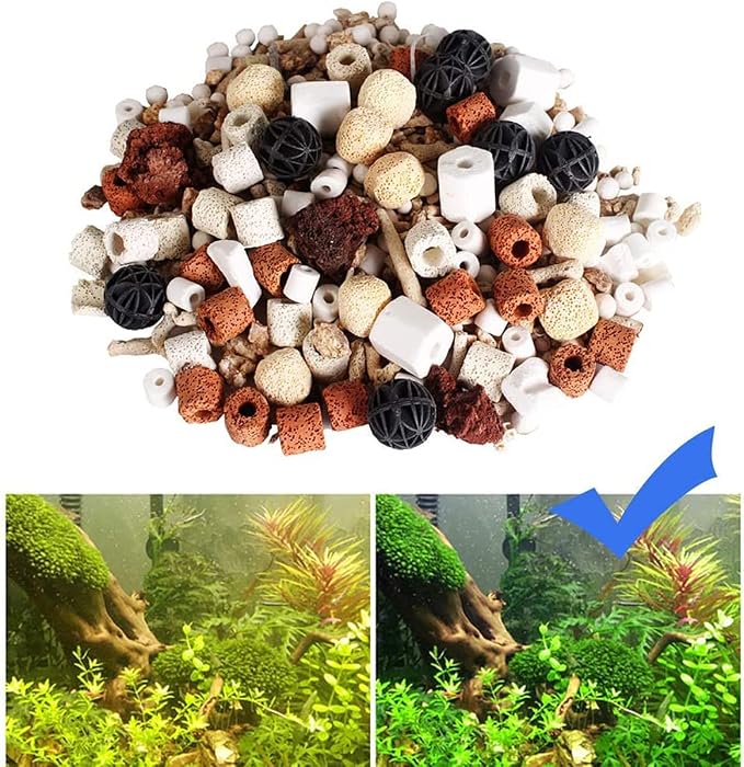 GOLDEAL Bio Balls Ceramic Rings Set, Aquarium Biological Filter Media with Mesh Bag for Fish Tank and Pond, Fish Tank Filter, Decorations, Accessories (2Pack,2.2lb)