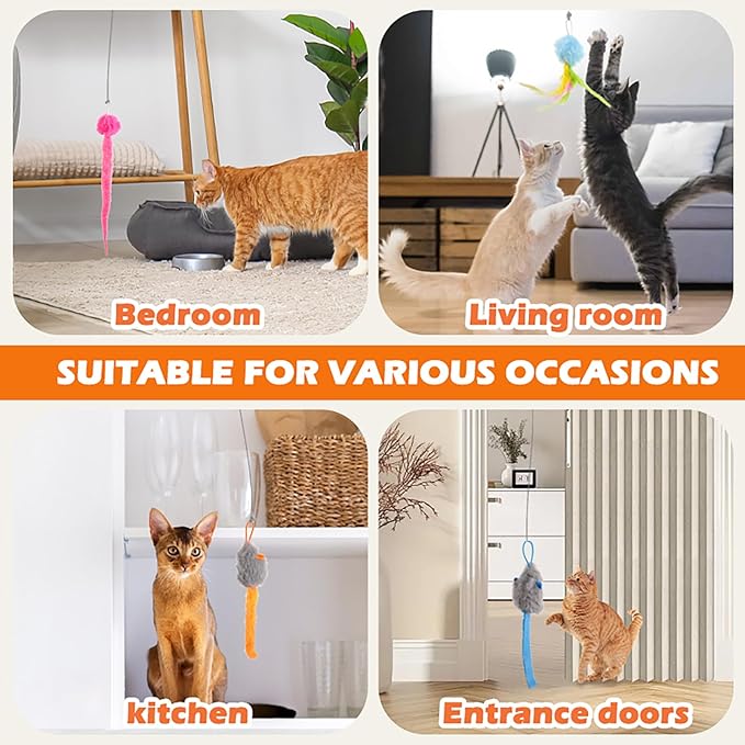 Automatic Rechargeable Cat Teaser, Door Mount Hanging Interactive Cat Toy, 360° Spinning & Irregular Jumping Motion Modes, Smart Electric Cat Exercise Toy for Indoor Cat Self Play, Grey