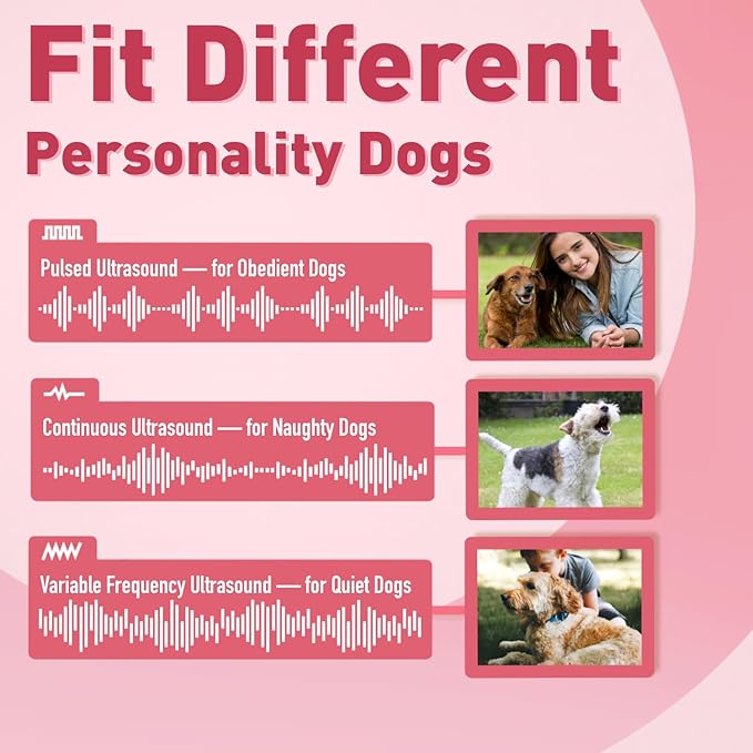 Anti Barking Device for Dogs - Dog Bark Deterrent Devices with 3 Modes Range 50ft, Rechargeable Ultrasonic Dog Barking Silencer for Indoor & Outdoor