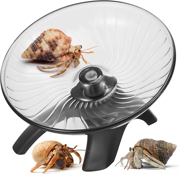 Poen Hermit Crabs Wheel Toy, Silent Hamster Running Wheel Toys, Tank Accessories, Small Animals Cage Accessory for Hermit Crab Hamster Dwarf Rat Exercise(4.13 x 2.95 x 3.34 Inch)