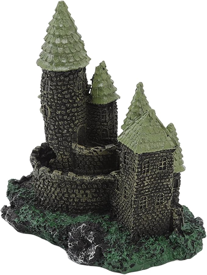Fish Tank Castle Aquarium Decoration, Resin Retro Simulation Castle Cave Hideout Aquarium Decoration Fish Tank Accessories