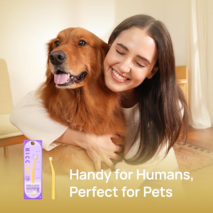 HICC PET Toothbrush for Cats & Small Dogs, Vet-Recommended Ergonomic Pet Toothbrush for Easy Teeth Cleaning, Gentle on Gums, Cat & Dog Dental Care, Improves Oral Hygiene. Toothpaste Not Included