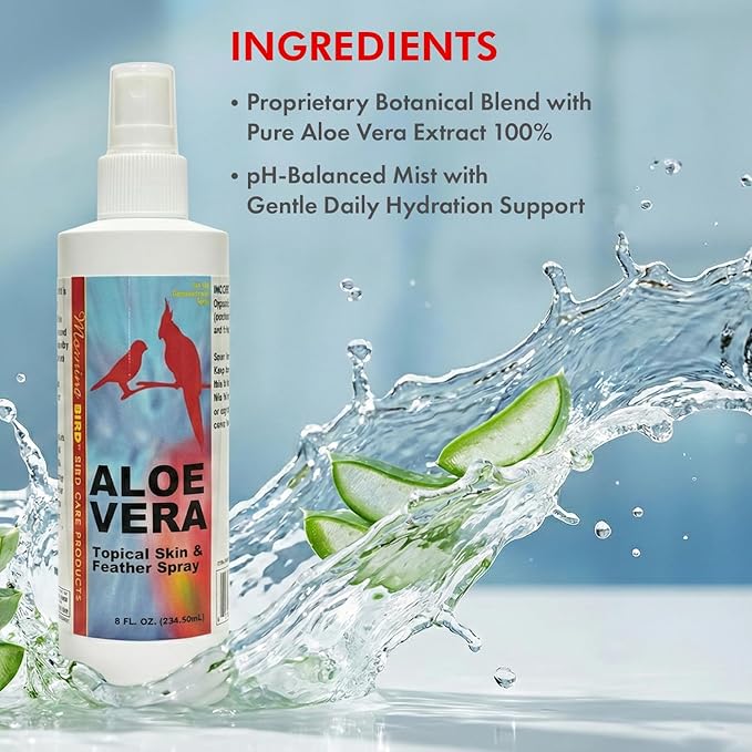 Morning Bird Aloe Vera Spray 8 Fl Oz – Natural Topical Spray for All Birds – Soothes Dry Skin & Supports Healthy Skin – Easy-to-Use Spray Bottle for Gentle Hydration & Skin Relief