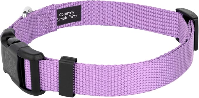 Country Brook Petz - Everyday Nylon Dog Collar and Leash - 10+ Cool Colors (3/8 Inch, 3XS, Lavender)