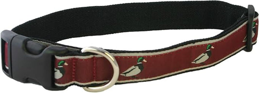 The Good Dog Company- Hemp Dog Collar Hunting and Fishing - Mallard and Fly … (X-Large (Fits 25"-30" Neck), Crimson Mallard)