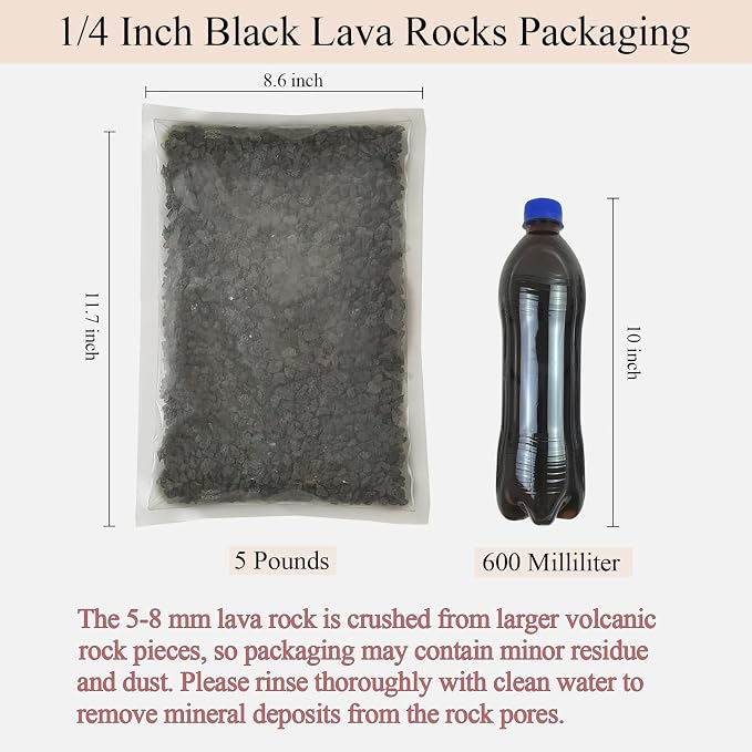 FANTIAN 5 lbs Black Lava Rocks for Plants, 1/4 Inch Crush Volcanic Rock | Small Black Horticultural Volcanic Rock Pumice for Plants, Safe for Aquarium, Succulent Drainage Fire Pits Outdoor