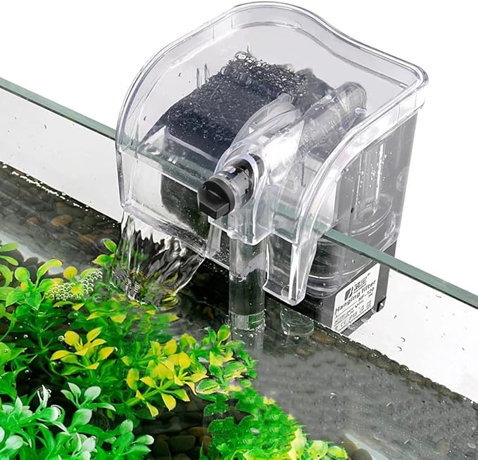 HIERYAN Fish Tank Small Filter Small Aquarium Filter，for 1 to 8 Gallons | Small Submersible Hanging Fish Tank Filter