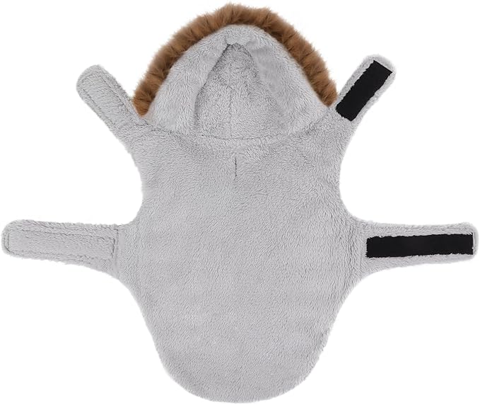 HDE Dog Puffer Jacket Fleece Lined Warm Dog Parka Winter Coat with Harness Hole White Rainbow Stripe - S