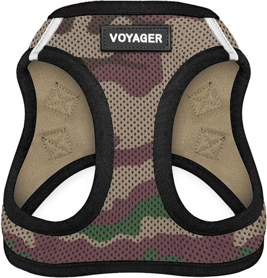 Best Pet Supplies Voyager Step-in Air Harness - All Weather Mesh, Reflective, No Pull Harness for Dogs, Cats - Secure with Hook & Loop Fastener, Buckle, Double D-Rings - Army/Black Trim, S