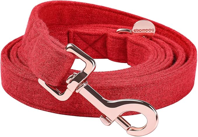 DOGWONG Cotton Hemp Dog Collar, Heavy-Duty Red Dog Collar Durable Soft Natural Fabric Pet Dog Collar Cute Wedding Puppy Necklace for Small Medium Large Dog