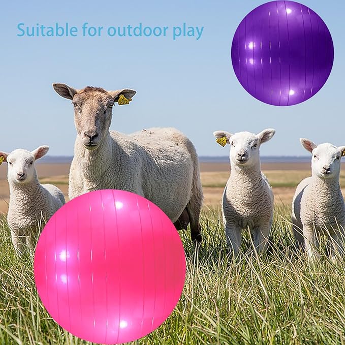 3 Pieces Pet Goat Ball Lamb Toy Horse Ball Dog Training Exercise Ball Toy with Inflator Pump for Pet Dogs Goats Horses to Play in Outdoor Entertainment (Pink, Purple, red)