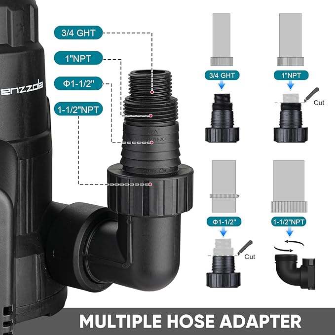 Sump Pump Submersible Utility Water Pump Thermoplastic Portable Electric Water Removal Transfer Pump with 16.4FT Cord for Swimming Pool Basement Garden Pond Tubs Draining, 1/3 HP Auto 2400GPH
