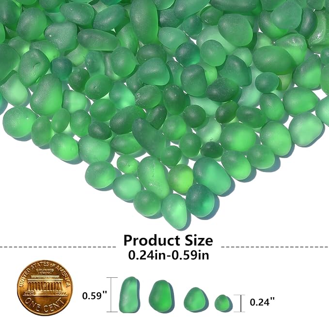 QYGL Sea Glass Stones - 2.9LB/46.4oz Green Frosted Glass Pebbles | Glass Gemstones Perfect for Aquarium Rocks, Fish Tank Gravel, Vase Fillers, Seaglass DIY Crafts, and Home Decor