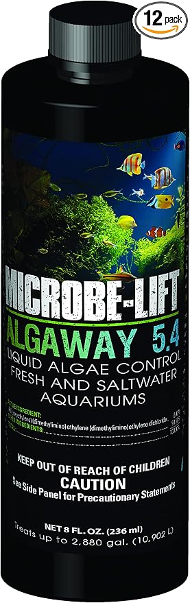 MICROBE-LIFT Algaway 5.4 Algae Remover for Aquariums, Algaecide for Freshwater and Saltwater Tanks, Aquarium Algae Control and Fish Tank Cleaner, Safe for Fish and Plants, 8 Ounces (ALGAA08)